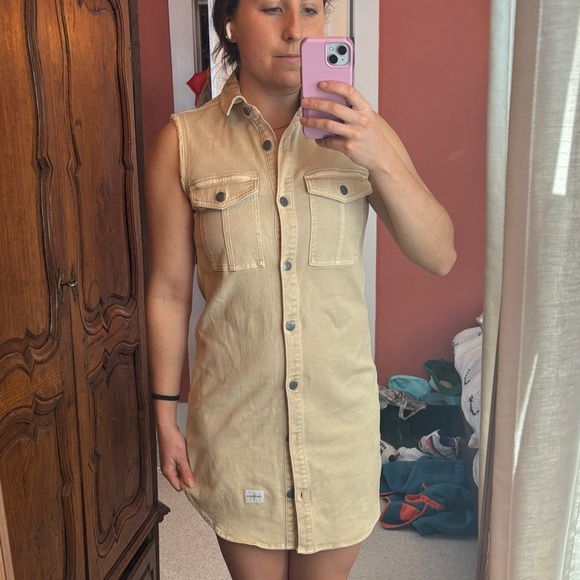 Calvin Klein jeans sleeveless dress khaki, size small - Picture 5 of 6